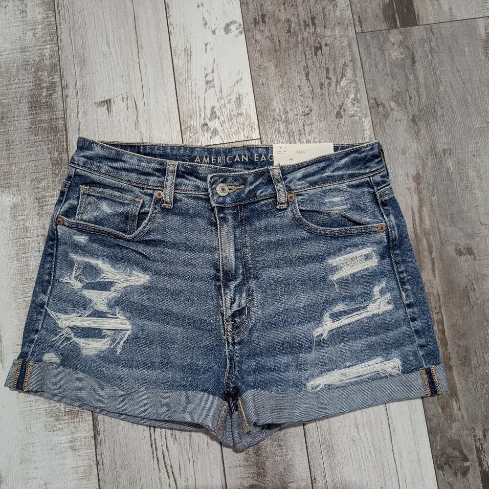 American Eagle Outfitters Blue Ripped‎ Jean Shorts